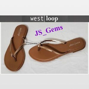 New Westloop Womens Flip Flops Gold Tan Slip On Shoes Small 5 6